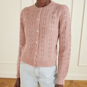 Doen Emery Pointelle Knit Cardigan in Clay Pink